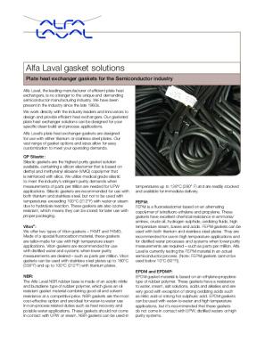 Alfa Laval gasket TechniIcal data sheet Brochure