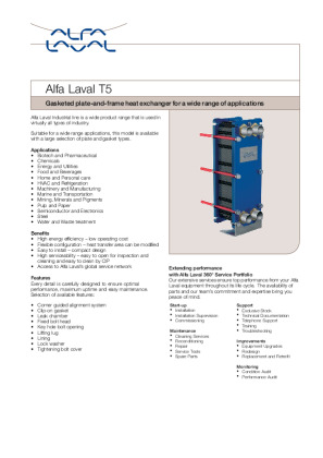 Alfac Laval T5 P&G Plate Heat Exchanger Brochure