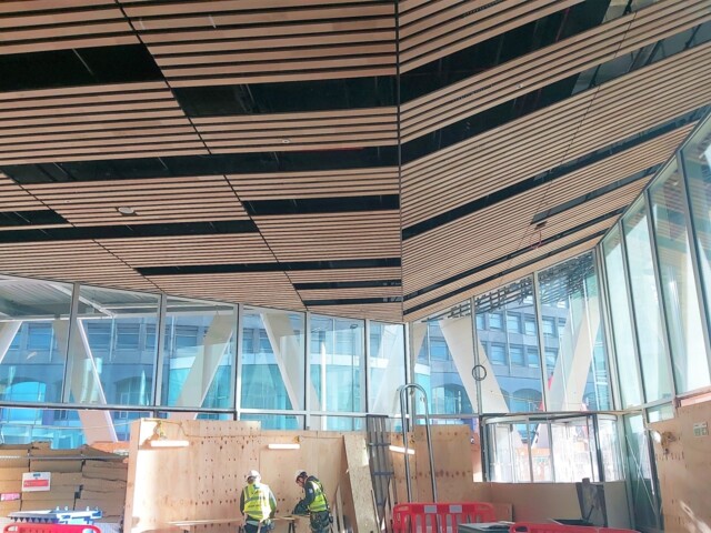 BCL Timber Ceilings on-site at N2 in London