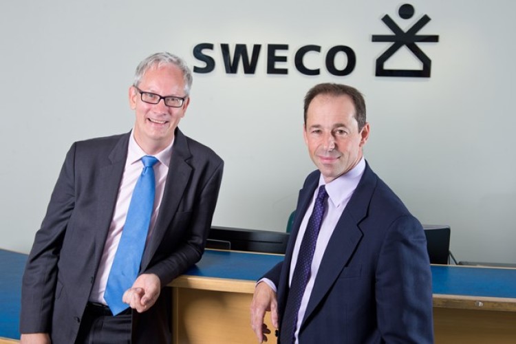 Head of water and asset management Ola Holmstrom (left) with Sweco UK managing director Max Joy