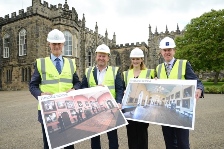 Left to right are Auckland Castle Trust CEO David Maddan, Meldrum Construction MD Dave Meldrum, Trust curator Claire Baron and  Turner & Townsend manager Geoff Brown. (Photo by Barry Pells, courtesy of Auckland Castle Trust.) 