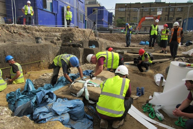 The sarcophagus was unearthed at the Harper Road site