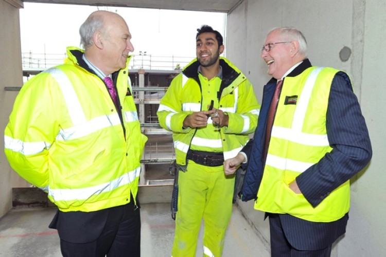 Business secretary Vince Cable (left) met Ray O&rsquo;Rourke (right) yesterday on a Laing O&rsquo;Rourke site at London&rsquo;s Elephant & Castle
