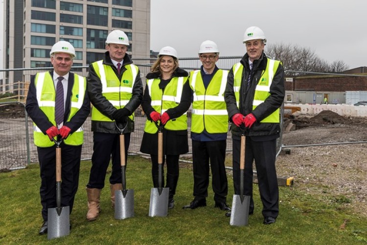 Left to right are Forrest CEO Mark Nicholson, Peel director Neil Baumber, Redwing Living MD Fiona Coventry, Regenda Group CEO Michael Birkett and Liverpool Waters development director Lindsey Ashworth