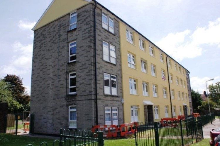 External insulation to a social housing block