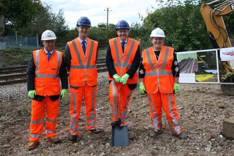  Left to right are Network Rail construction manager Steve Clark, Southern Railway&rsquo;s customer services head Piero McCarthy, local MP Tom Tugendhat, and Katherine Smith from BAM Nuttall