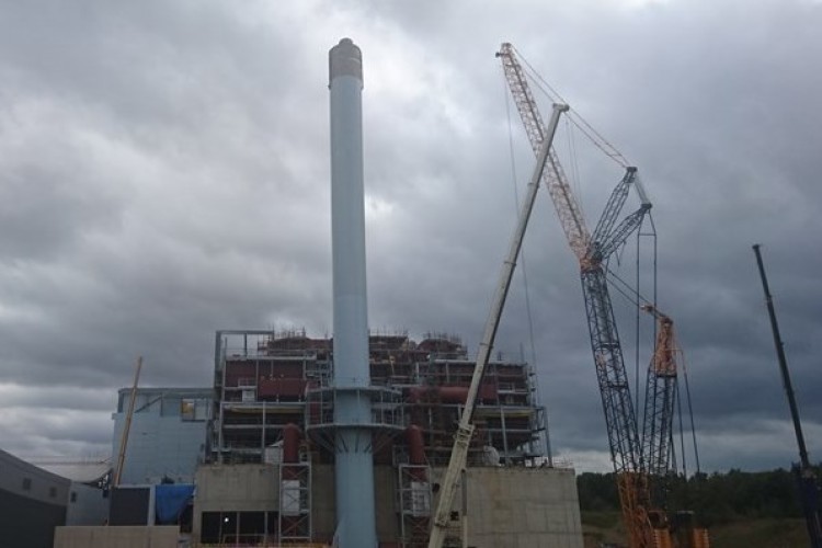 70-metre stack has been lifted into place