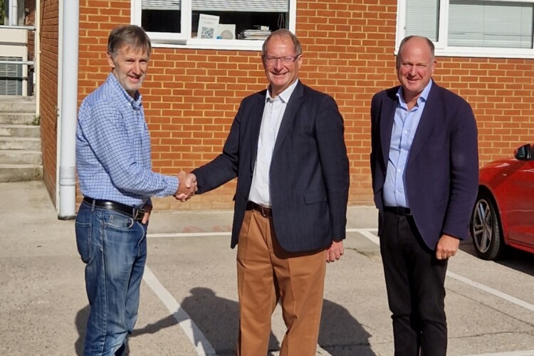 David Nye (left) with Covers’ chairman Rupert Green and Covers’ managing director Henry Green (right)