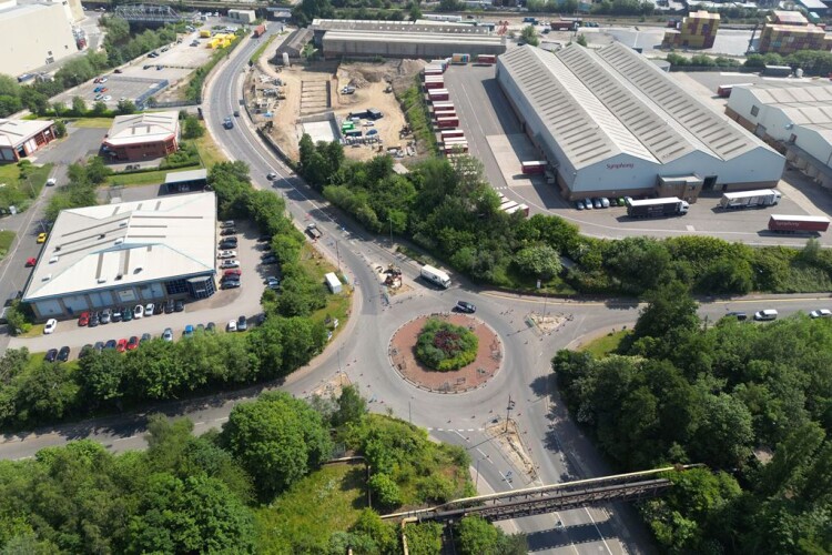 The roundabout at the intersection of Bessemer Way and Sheffield Road, south of Rotherham, is being made more bicycle friendly
