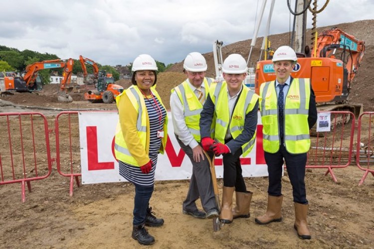 Left to right are Cllr Averil Lekau, Lovell regional director Michael O&rsquo;Farrell, Cllr Danny Thorpe and Asra chief exec Matt Cooney