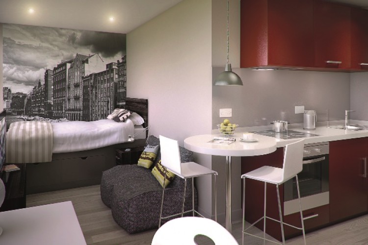 Artist's impression of a student room in Norfolk House