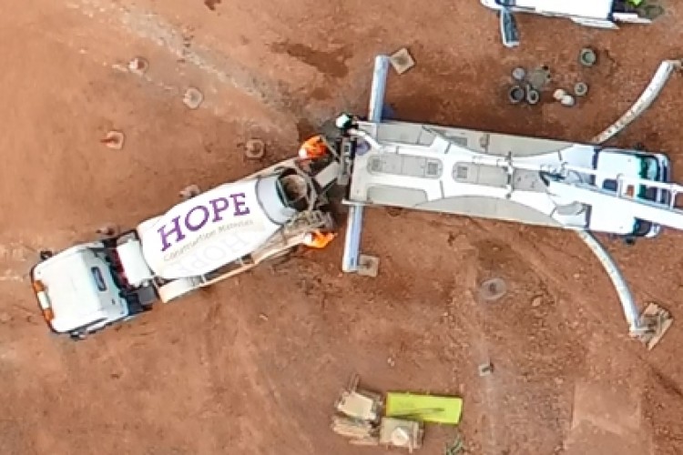 Hope delivered 12,000 cubic metres of ready-mixed concrete (360 Aerial Photography) 
