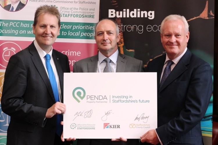 Launching Penda Property Partnership are (left to right) Staffs police commissioner Matthew Ellis, Kier director John Fozzard and Staffordshire councillor Ian Parry