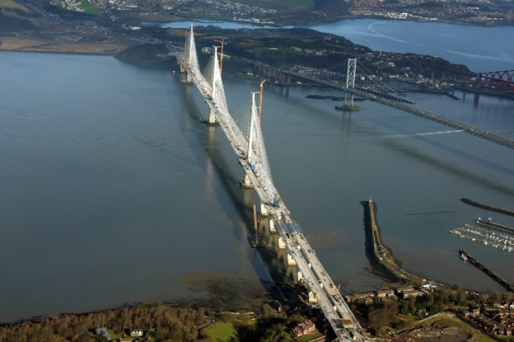 Queensferry Crossing in latter stages of construction