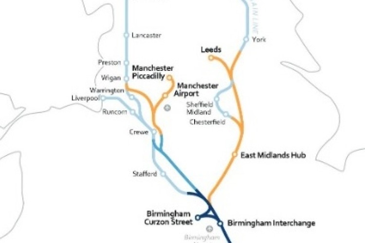 The government's preferred route for HS2 phase two