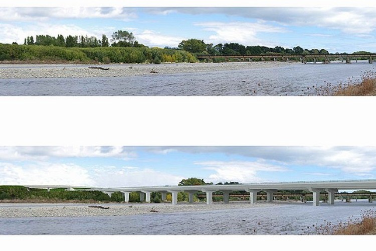 Before and after views over the &#332;taki River