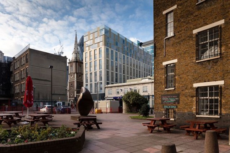 The Matrix building is next to St Botolph-without-Aldgate Church at 9 Aldgate