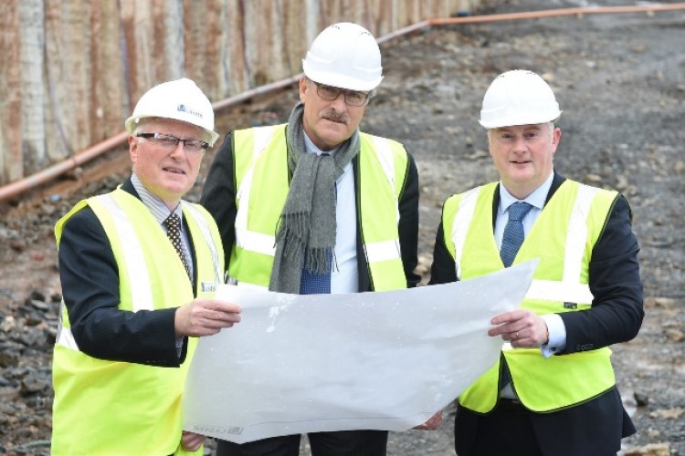 Somague president Rui Vieira de S&aacute; (centre) is flanked by Ulster University acting vice-chancellor Alastair Adair (left) and Lagan Construction CEO Colin Loughran (right)