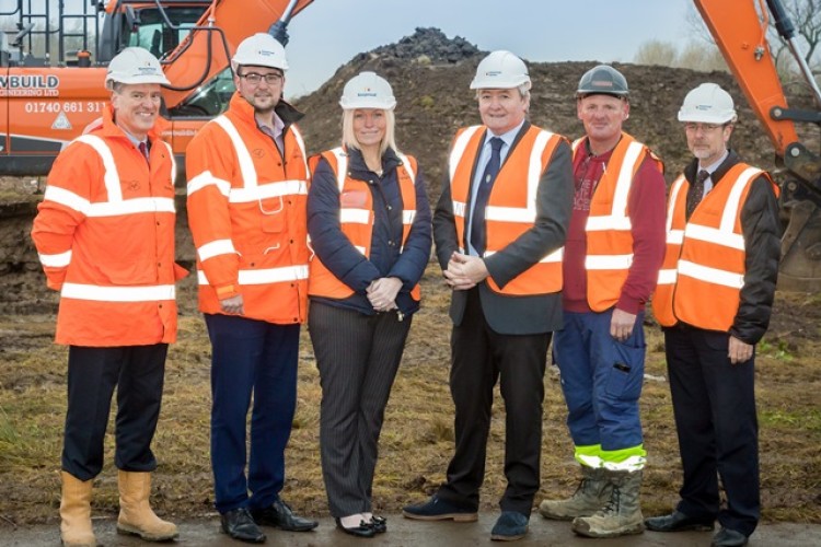 Pictured at the start of work are (left to right) Ian Prescott from Keepmoat, councillors Carl Marshall, Leanne Kennedy and, Kevin Shaw, site manager Steve Cheal from Arrowbuild and Ian Heginbottom from Keepmoat 
