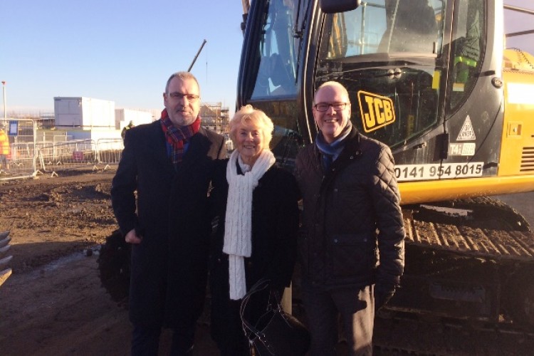 A site visit by, left to right, Cllr Gavin Barrie, Helen Kelly of North Sighthill Residents' Association and Scottish housing minister Kevin Stewart MSP