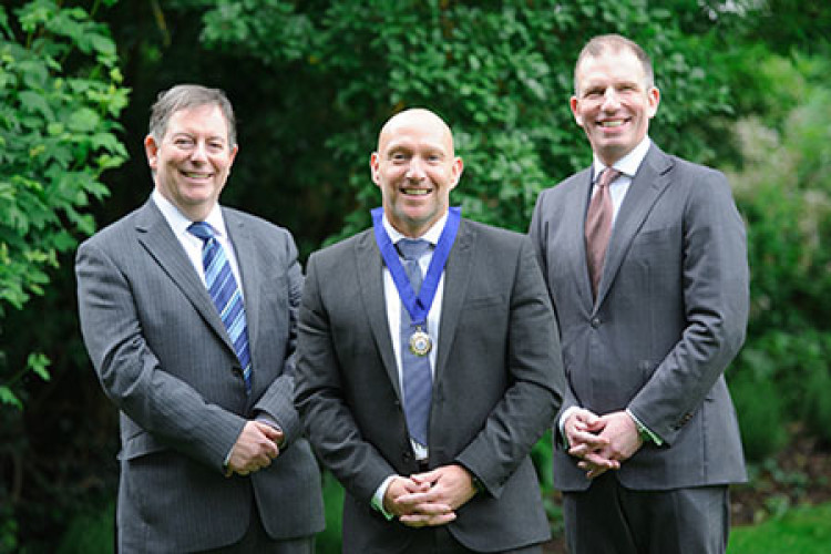 NFB past chair Simon Carr (left), new chair Simon Girling and chief exec Richard Beresford (right)