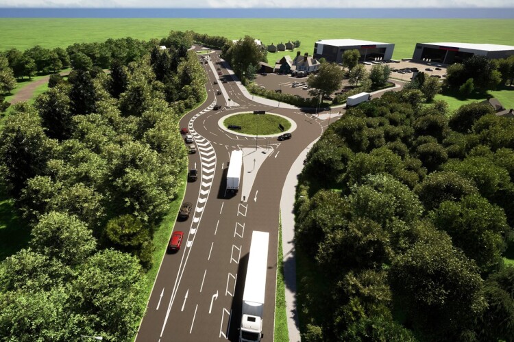 CGI of the improved Marsh Lane roundabout in Boston, Lincs