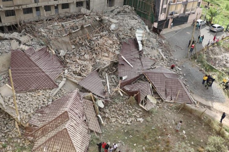 Several workers are feared trapped under the rubble
