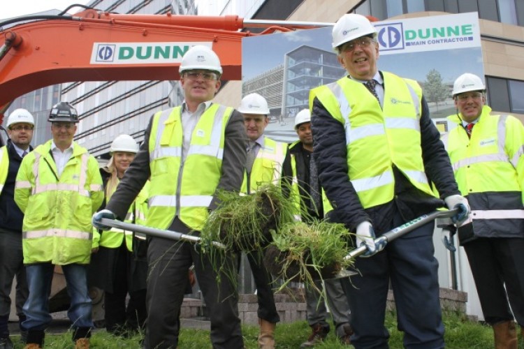 The official turf-cutting photo call