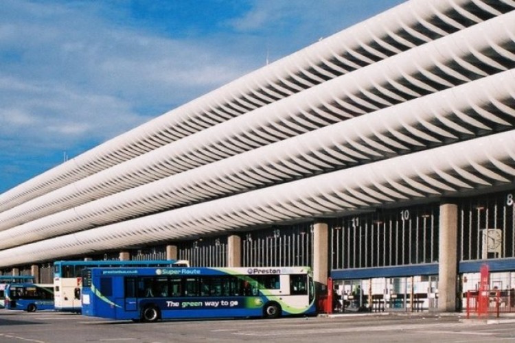 Preston's Brutalist bus station and, below, how the new public realm will look