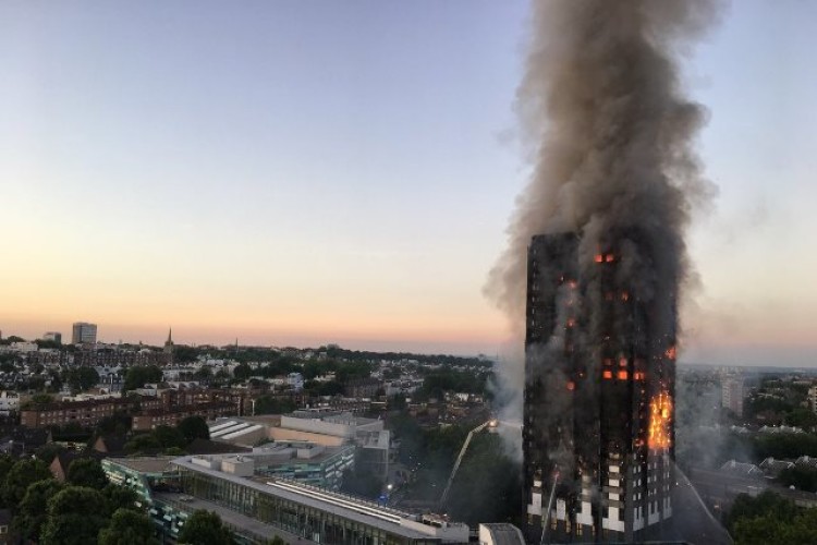 Grenfell Tower on fire, 14th June 2017