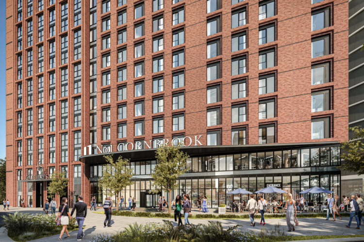 CGI of the planned tower, No 1 Cornbrook. [Images courtesy of Forshaw Group]