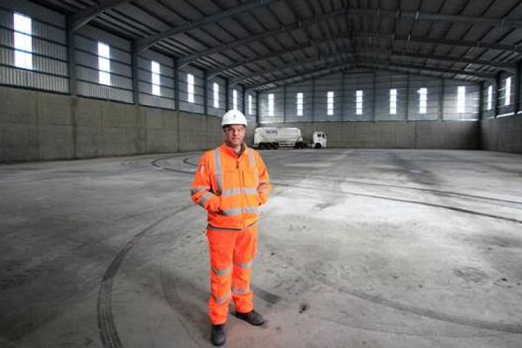 Hope director Ashley Bryan inside the recently completed 20,000-tonne capacity clinker store at Hope Works 