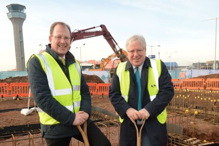 Transport secretary Patrick McLoughlin (right) helps with ground breaking