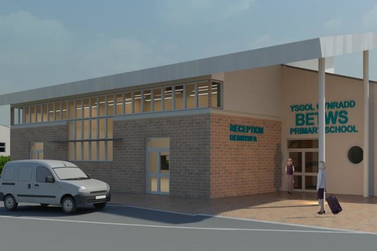 CGI of the entrance to the new school