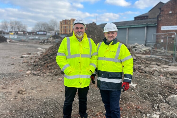 Business owner Dave McGoff (left) with his head of special projects Brendan Caloe on site in Manchester
