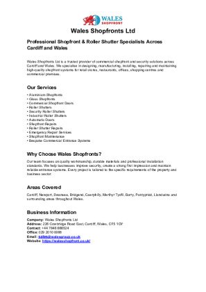 Shopfront Services in Wales Brochure