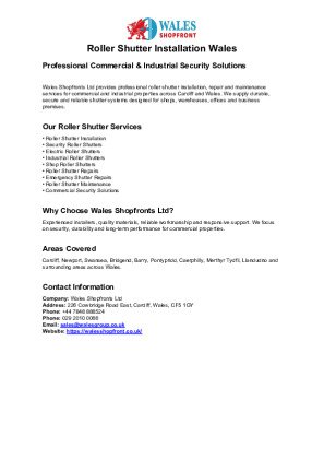 Roller Shutter Installation in Wales Brochure