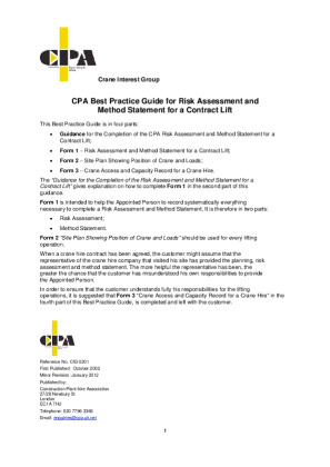 Risk Assessment/Method Statement Brochure