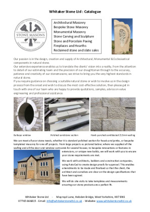 Whitaker Stone Ltd : Catalogue Brochure