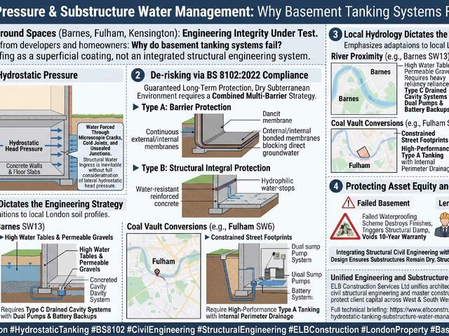 Engineering sub-structures: Resolving hydrostatic pressure and waterproofing failures in London basement construction