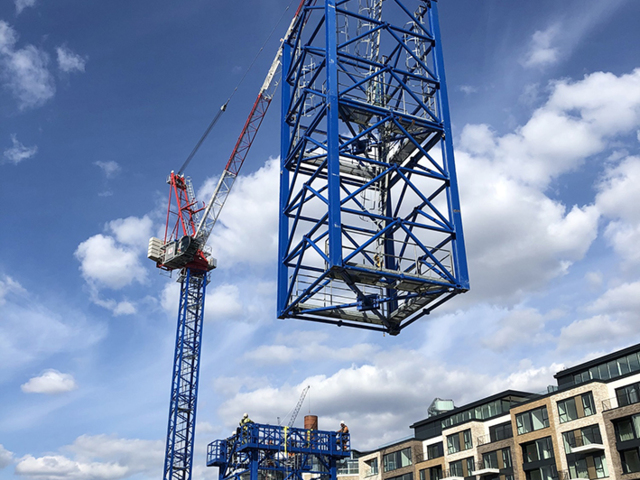 Tallest freestanding luffing jib tower crane in the UK