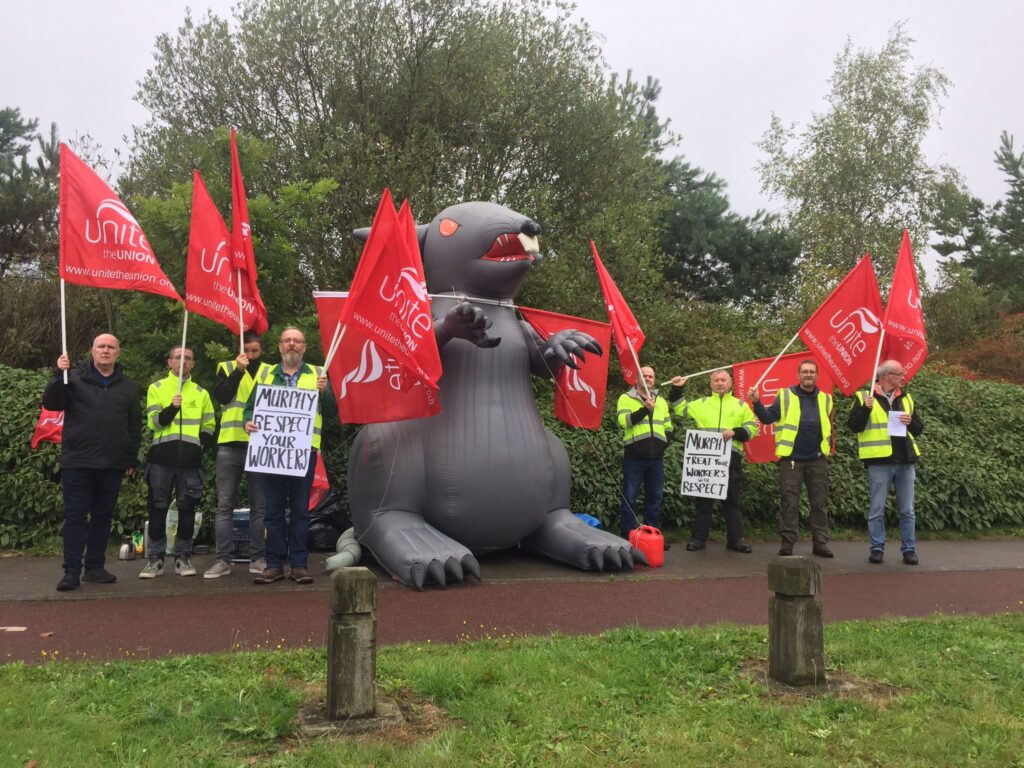 Unite union pickets Murphy sites