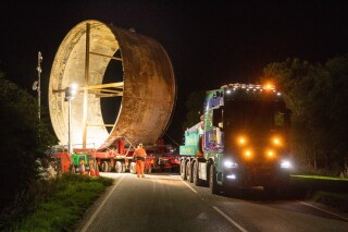 The TBM's tail skin leaves the south portal site