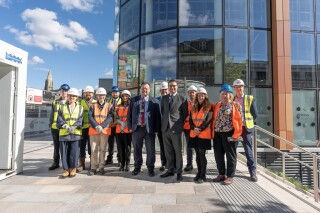 Project stakeholders from Pick Everard, Morgan Sindall, Scape, Chord and Nottingham City Council, including council leader David Mellen