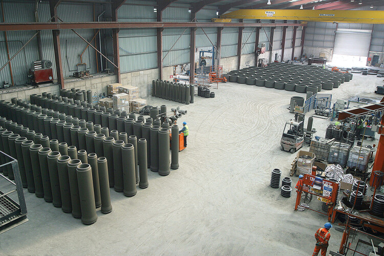Pipes and manhole rings at FP McCann’s Knockloughrim factory made using Earth Friendly Concrete