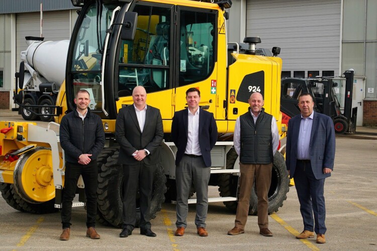 Left to right are Liebherr sales manager Craig Cherry (Liebherr), Explore director Warren Wilkinson, Richard Gee and Simon Cowley from Liebherr and Explore&rsquo;s head of rail Steve Smith 