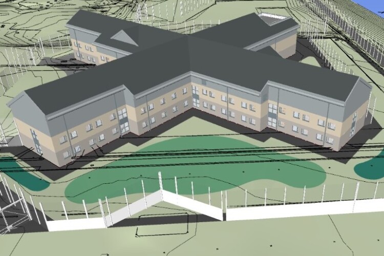 One of the two new-build houseblocks planned for HMP Guys Marsh, Dorset.   