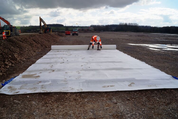 Laying a piling mat at Gravity works