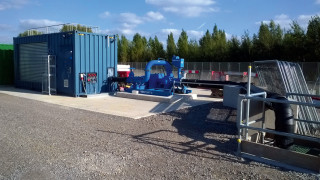 An electric pump at WMZ6 takes water from a settlement pond, through a Silt Buster unit to a mixer tank