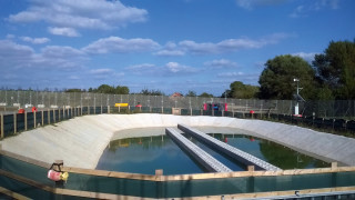 Water is stored temporarily in a series of settlement lagoons
